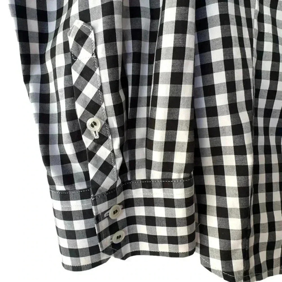 TALBOTS NWOT NO IRON SHIRT BUTTON FRONT BLACK WHITE GINGHAM COTTON | EXTRA LARGE - Picture 4 of 8